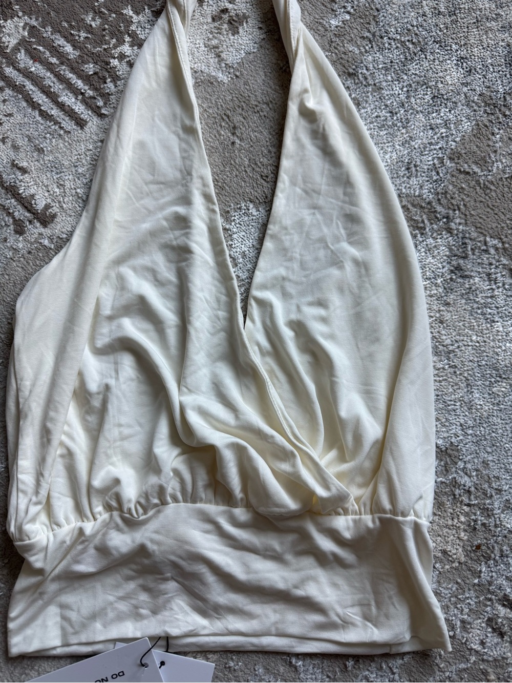 With Jean Cream Halter Surplice Wrap Tank NWT size S - Picture 5 of 6